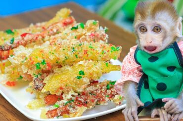 Crispy Potato Chips Recipe By Baby Monkey | Monkey BOBO Cooking | Crispy French Fries