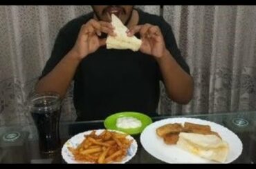 ASMR EATING FAST FOOD l SANDWICH, CHICKEN VEGETABLE ROLL, FRENCH FRY 2021