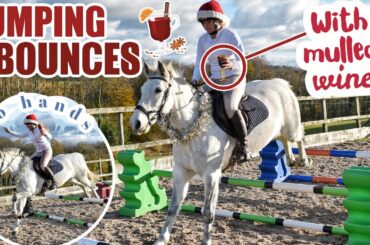 BOUNCE JUMPING MY HORSE, NO HANDS WITH WINE ~ Don't try this at home | Equestrian Vlogmas Day 1