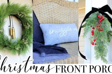 COTTAGE STYLE CHRISTMAS FRONT PORCH DECOR | CHRISTMAS DECORATE WITH ME 2021 | CHRISTMAS ON A BUDGET