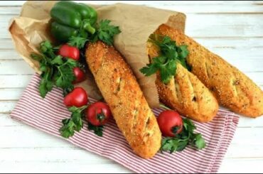 French bread with ham. Simple home Recipes