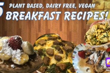 5 Plant Based Breakfast Recipes! Easy, Vegan, Dairy Free, cholesterol Free, French Toast, Scramble