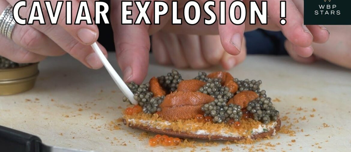 3* Chef Gert De Mangeleer prepares "Flatbread Caviar Explosion" with caviar, sea urchin, eel & sole
