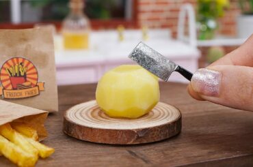 Miniature Crispy French Fries & Cheese Sauce Recipe | Miniature Cooking Mini Real Food