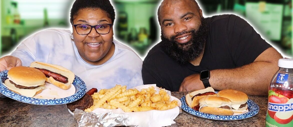 CHEESEBURGERS + HOT DOGS % FRENCH FRIES MUKBANG| HOME COOKED MEALS| PR GANG