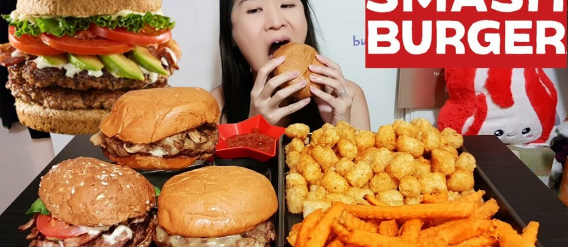 MASSIVE SMASHBURGER MUKBANG! Truffle Mushroom Swiss Burger, Avocado Bacon Club Burger – Eating Asmr MASSIVE SMASHBURGER MUKBANG! Truffle Mushroom Swiss Burger, Avocado Bacon Club Burger - Eating Asmr