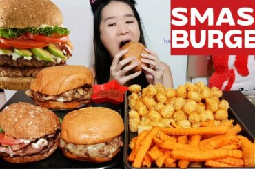 MASSIVE SMASHBURGER MUKBANG! Truffle Mushroom Swiss Burger, Avocado Bacon Club Burger - Eating Asmr