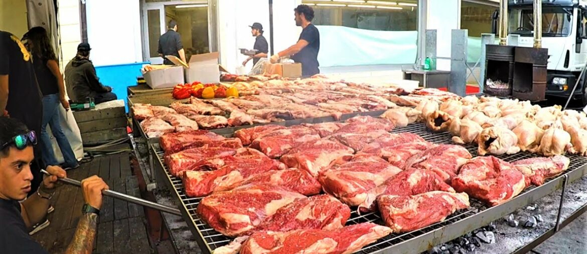 Italy Street Food Festival. Pork Knukles, Ribs, Picanha, Churrasco, French Sausages and more Meat