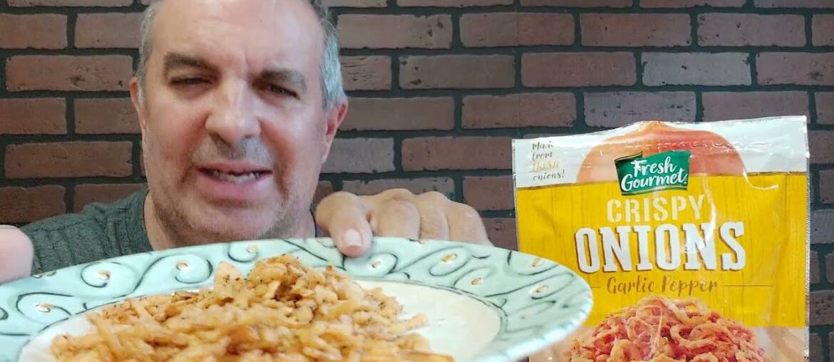 Fresh gourmet, crispy onions burger and salad topping food review