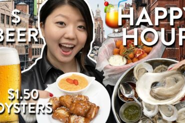 NYC HAPPY HOUR FOOD TOUR! CHEAP Sushi Rolls & FRESH Oysters in New York