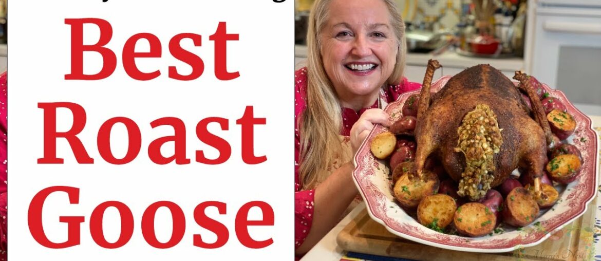 Easy Roast Goose Recipe with a Port Wine Cherry Sauce and Sage and Onion Stuffing