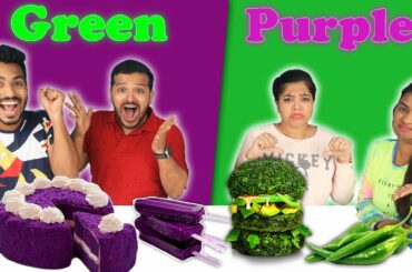 Extreme Green Vs Purple Food Eating Challenge | Hungry Birds