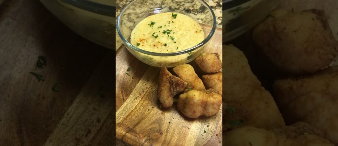 Gouda grits and fried salmon bites