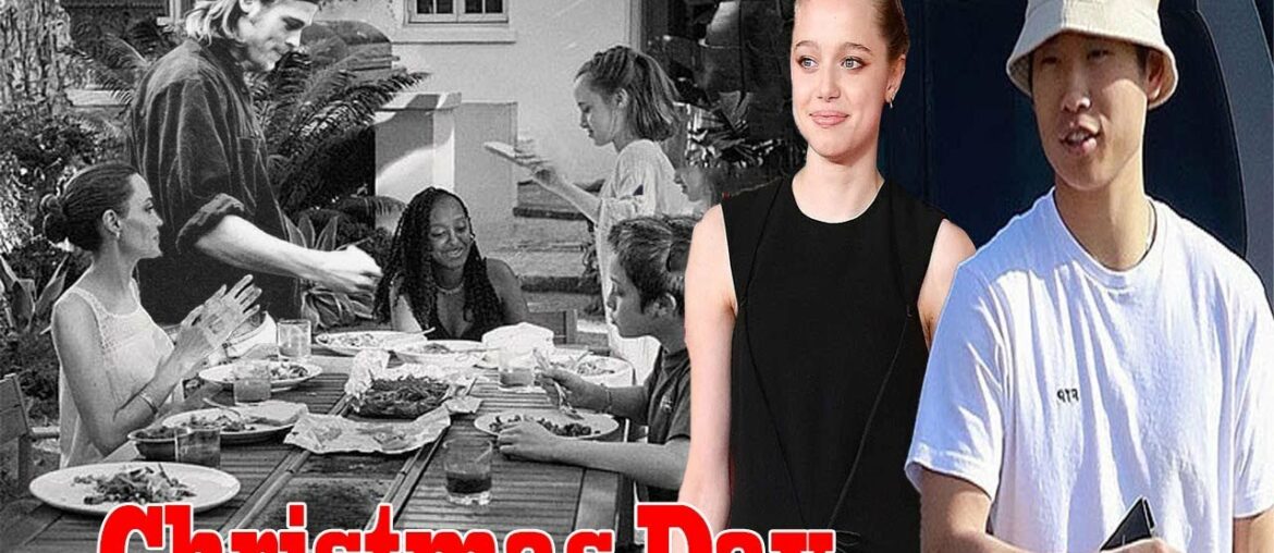 Angelina Jolie, Brad Pitt and their children having dinner together at home on Christmas Eve