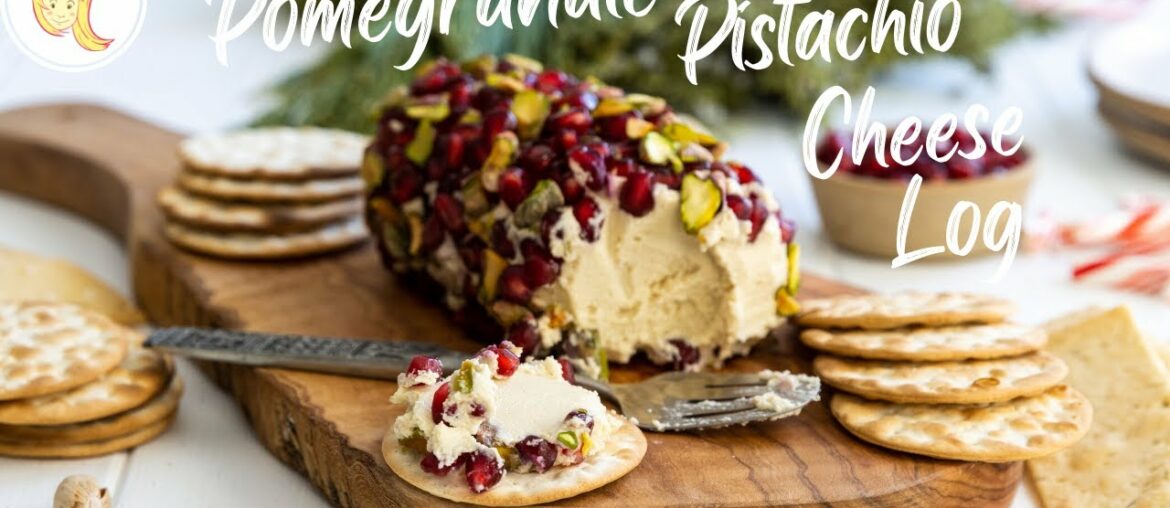 Pomegranate Pistachio Cheese Log | plant-based, vegan