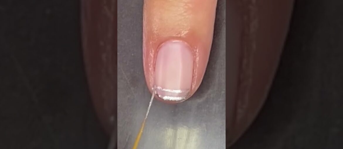 MATTE SHEER PINK WITH SILVER DOUBLE FRENCH MANI #shorts MATTE SHEER PINK WITH SILVER DOUBLE FRENCH MANI #shorts