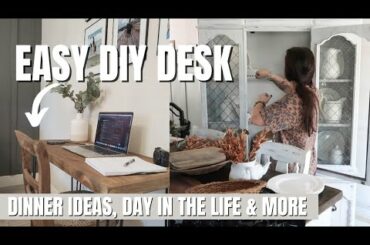 DIY Project | Modern Farmhouse desk | Productive Day in the life | Grocery haul Family dinner ideas