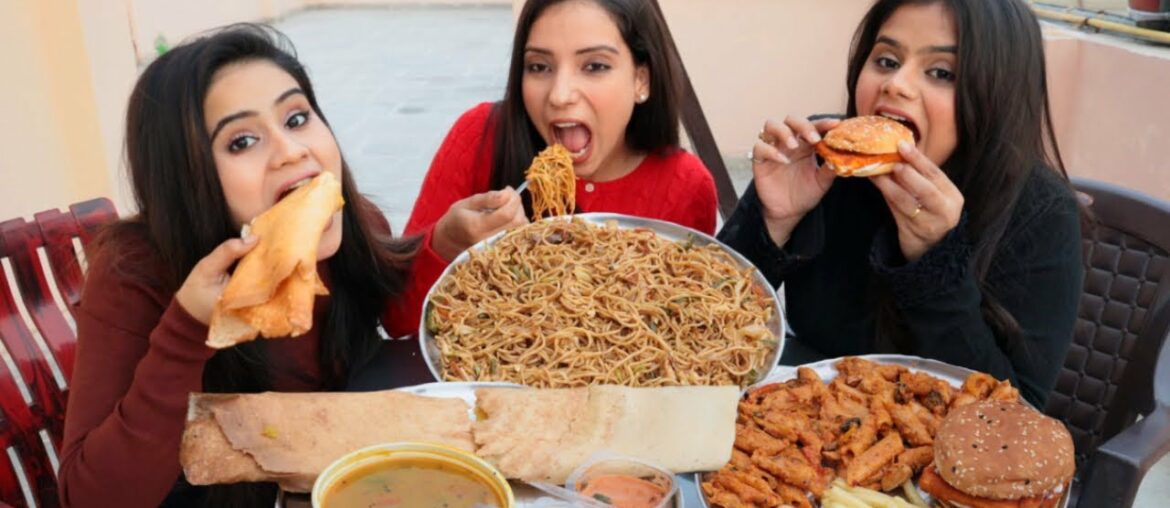 Masala Dosa, Pasta, French Fries, Butter Paneer Burger, Chow Mein Eating Challenge | Food Challenge Masala Dosa, Pasta, French Fries, Butter Paneer Burger, Chow Mein Eating Challenge | Food Challenge