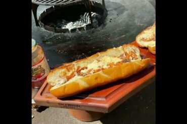 Garlic toasted French bread, seared cheese, spaghetti & meatball sandwich