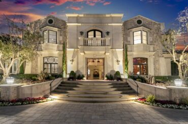 $10,990,000 French Mansion in Arcadia with beautiful landscaping and a circular driveway