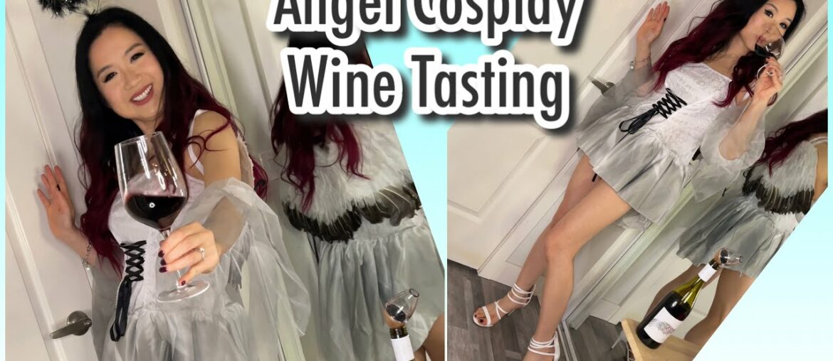 Angel Cosplay Costume in Sandal Heels, Legs Feet Model, Dress Up Wine Tasting, Bare Long Legs