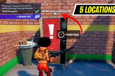 Purchase a random item from a Malfunctioning Vending Machine Fortnite Locations