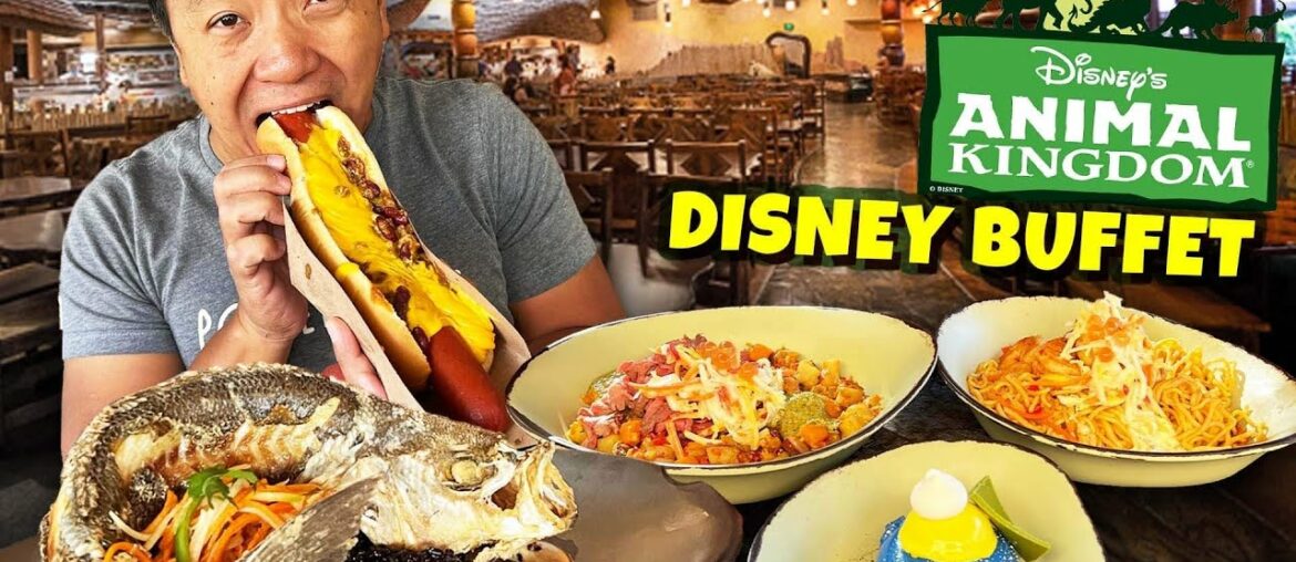 All You Can Eat DISNEY BUFFET! Food Tour of ANIMAL KINGDOM DISNEY WORLD 50th Anniversary