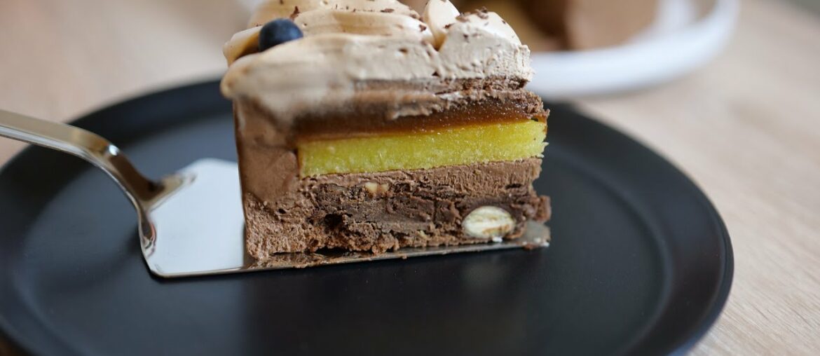 Praline Brownie Cake | Caramel Mango Inside | Recipe