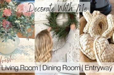 *2022* LIVING ROOM | DINING ROOM | ENTRYWAY REFRESH! NEUTRAL WINTER | VALENTINE'S DAY DECOR