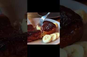 The "French toast" at Tas Yard is caramelized on the surface and crispy on the outside.