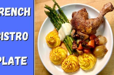 French Food | Coq au Vin, Duchesse Potato, Asparagus w/ Gorgonzola Sauce + Chocolate Mousse for Dess