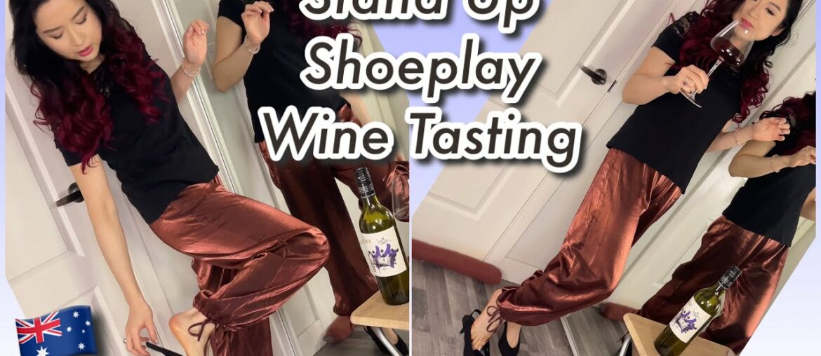 Sling Backs Stand Up Shoeplay Wine Tasting, Bare Feet Legs Model, Australian Shiraz Sling Backs Stand Up Shoeplay Wine Tasting, Bare Feet Legs Model, Australian Shiraz