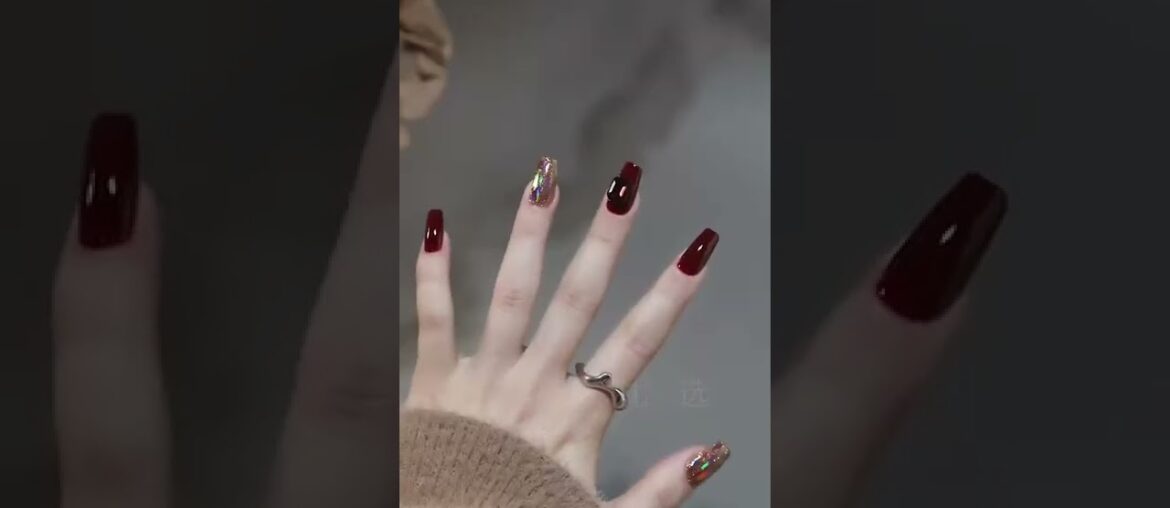 Nail Art (preferred) Advanced and white wine red manicure ~ New Year's Eve Countdown #shorts