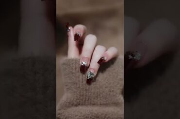 Nail Art (Preferred) Wine Red New Year's Nail Art ~ It's white when you get started. #shorts