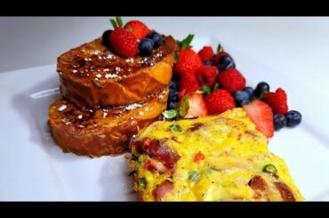 oven baked omelette & French toast breakfast | recipe valentine's day idea