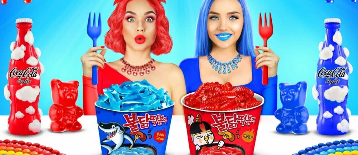 Red Jelly VS Blue Chocolate Food Challenge | Eating Only One Colored Sweets by RATATA CHALLENGE Red Jelly VS Blue Chocolate Food Challenge | Eating Only One Colored Sweets by RATATA CHALLENGE