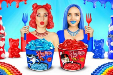 Red Jelly VS Blue Chocolate Food Challenge | Eating Only One Colored Sweets by RATATA CHALLENGE