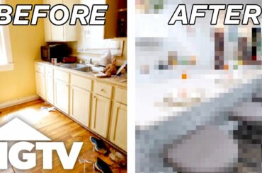 Giant Quartz Island Added To Kitchen Remodel | Good Bones | HGTV