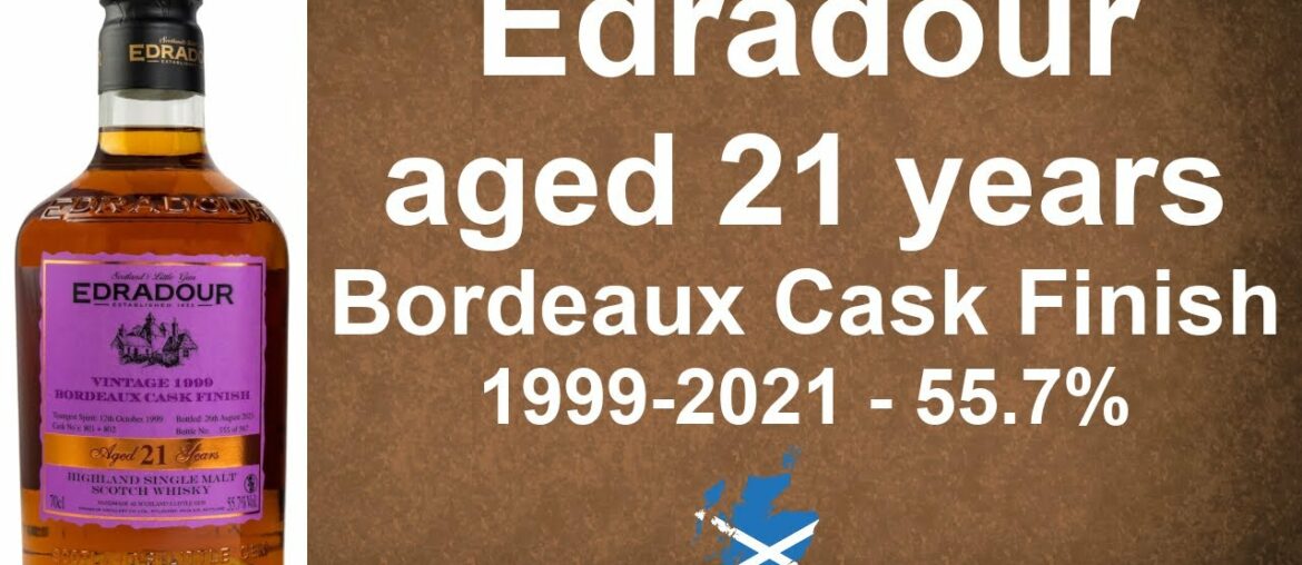 Edradour aged 21 years Bordeaux Cask Finish 1999-2021 Single Malt Scotch Whisky Review - WhiskyJason
