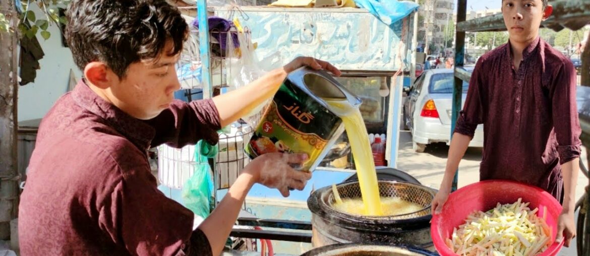 10 Years Old Kid Making Crispy FRENCH FRIES | Hardworking Afghani Kid | Crispy French Fries Recipe