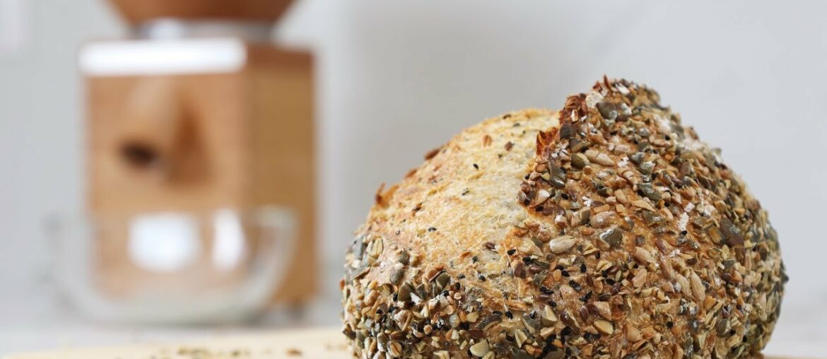 A Simple Rustic Multiseed Sourdough Bread with a Touch of Home Milled Rye Flour