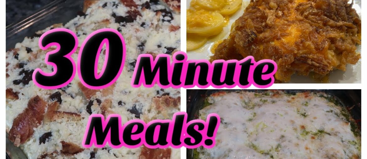 3 30 MINUTE MEALS!  CHEESY PESTO CHICKEN | FRENCH FRIED PORK CHOPS | BREAKFAST CROISSANT BAKE!