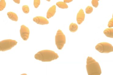 3d render French croissants on white background animation