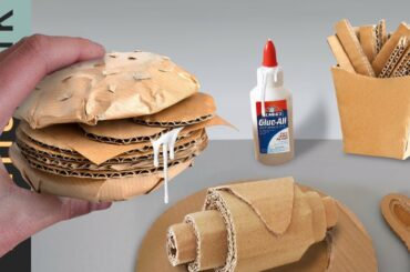 How to make cardboard food!  Amazing DIY Cardboard fast food, hamburger, French fries, croissant and