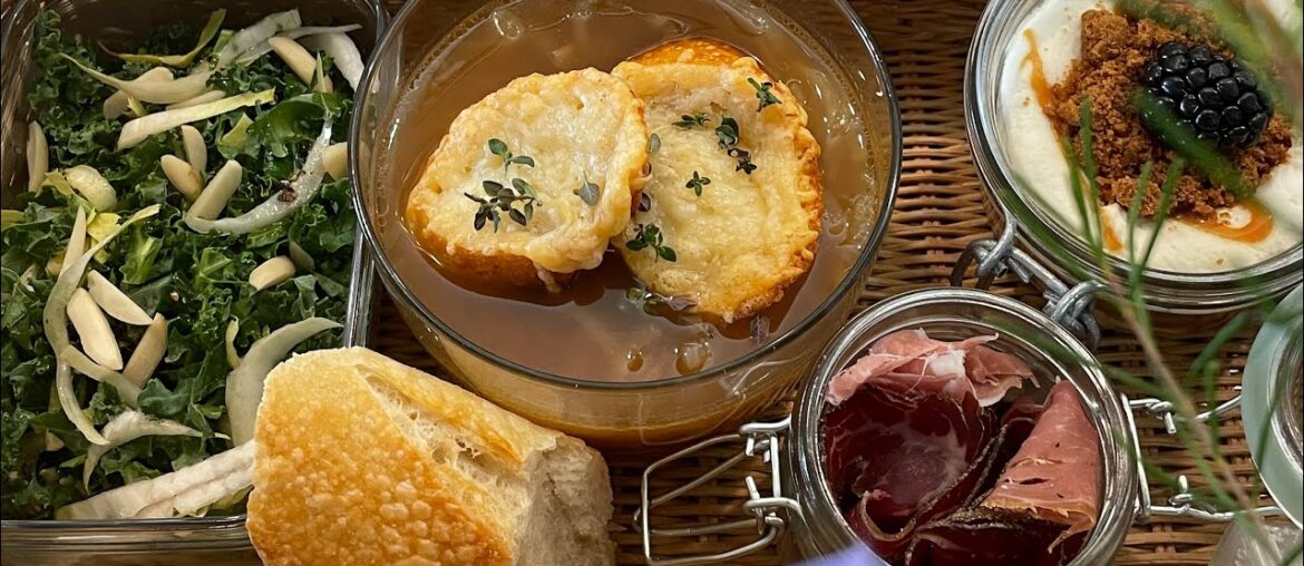 Easy French onion soup and delicious dessert | FRENCH FOUR-COURSE MEAL IN A BASKET | Episode 10 Easy French onion soup and delicious dessert | FRENCH FOUR-COURSE MEAL IN A BASKET | Episode 10