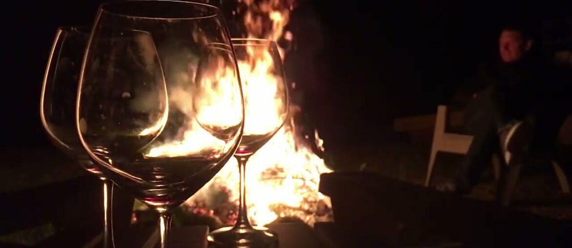 Wine Glasses by the Fire