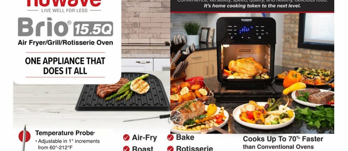 Air Fryer + Grill, Smart NuWave Brio, Large Capacity Air Fryer + Grill, Smart NuWave Brio, Large Capacity