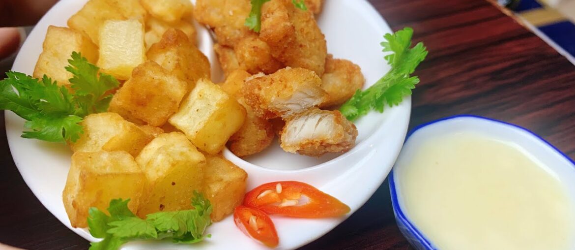 Super Crispy Fried Chicken Recipe With Milk Sauce And French Fries / Miniature Food