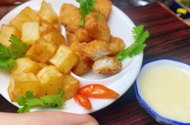 Super Crispy Fried Chicken Recipe With Milk Sauce And French Fries / Miniature Food