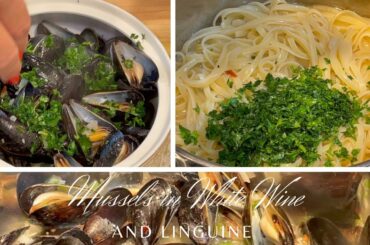 MUSSELS IN WHITE WINE AND LINGUINE